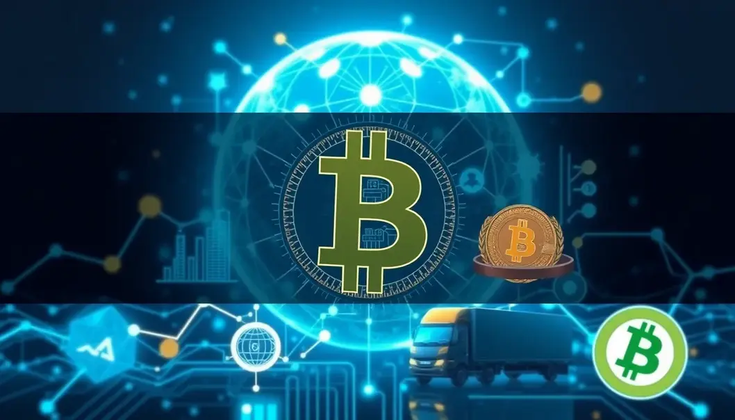 A collage illustrating blockchain's transformative impact on multiple industries.