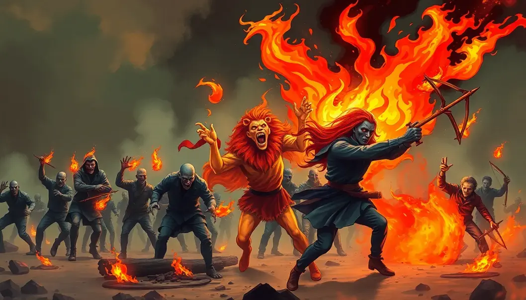 Fire signs blazing through the apocalypse with courage.