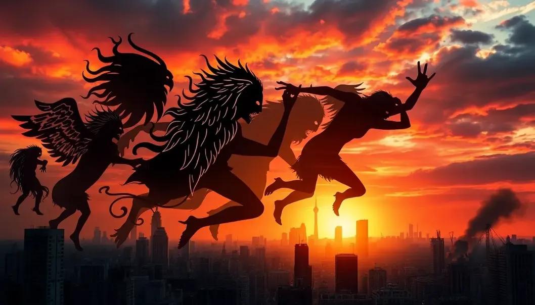Zodiac signs depicted in a collaborative defense against zombies.